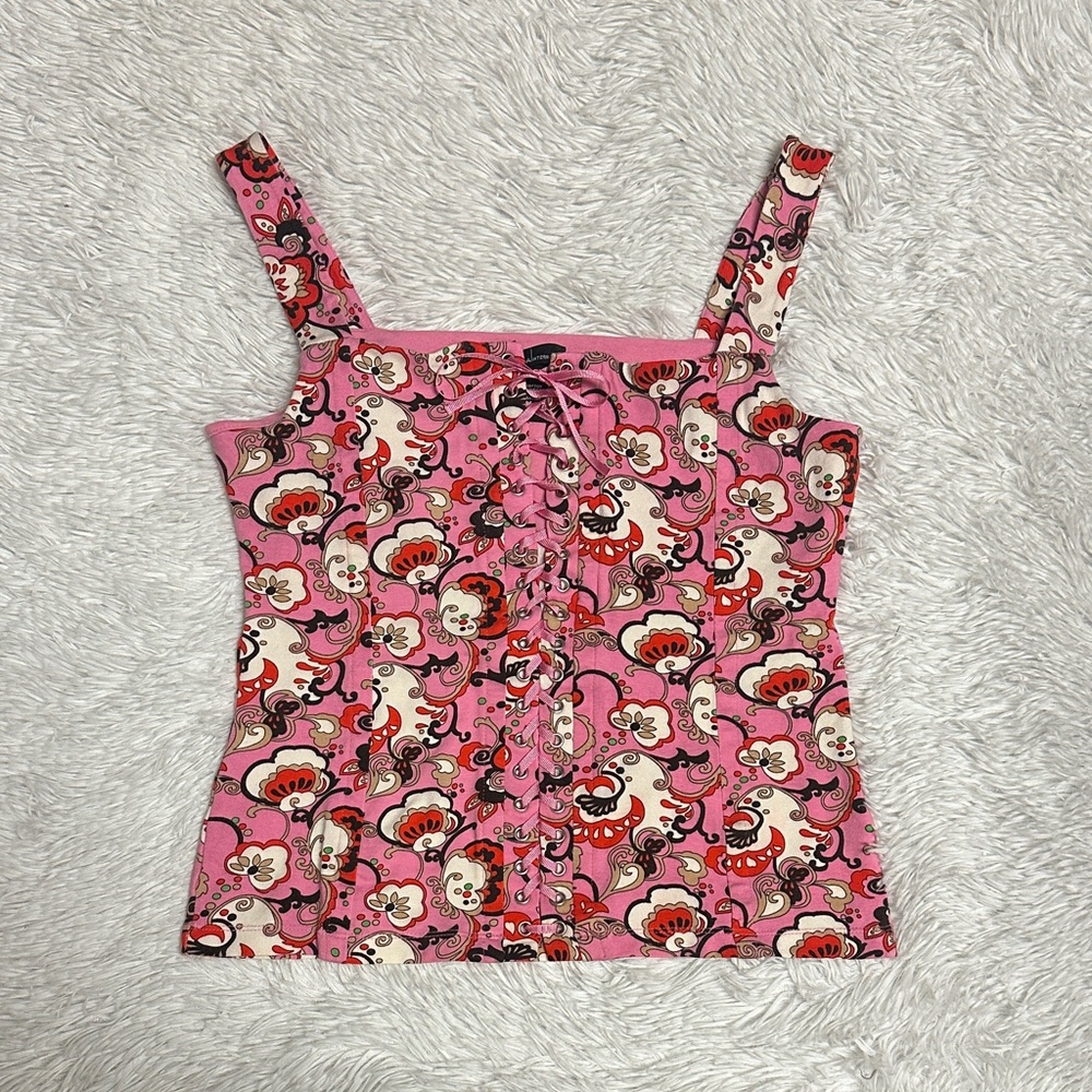 MODA International Pink Floral Corset Women's Top